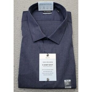 Van Heusen Dress Shirt Mens 20T Blue Soft Comfort Performance Stretch Button Up